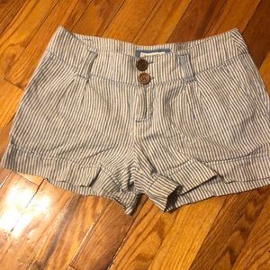 Blue and white striped shorts